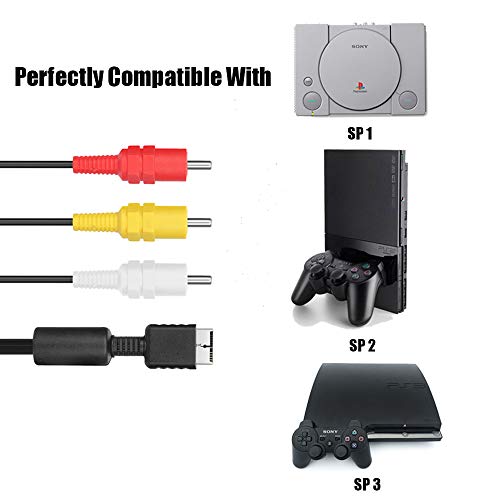 PS2 AV Cable, Audio Video Cord for PS2 PS1 PS3, AV to RCA Composite Audio Video, TV Cord Compatible with Playstation 1/2/3(8.2FT)