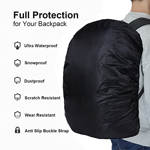 Evotopf Waterproof Backpack Rain Cover with Adjustable Anti Slip Buckle Strap & Sliver Coating Reinforced Inner Layer for Camping, Hiking, Traveling, Hunting, Biking and More, 30-40L(Black)