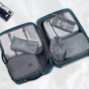 Packing Cubes For Travel, VAGREEZ 7 Pcs Luggage Suitcase Packing Organizers Bags Set with Toiletry Bag Laundry Bag (Grey1)