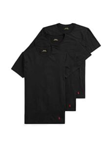 polo ralph lauren mens classic fit w/wicking 3-pack crews undershirt, polo black/red, large us