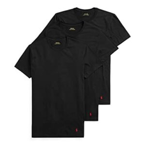POLO Ralph Lauren Mens Classic Fit W/Wicking 3-Pack Crews Undershirt, Polo Black/Red, Large US
