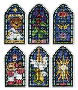 design works crafts peace on earth counted cross stitch ornament kit, various (holiday/christmas)