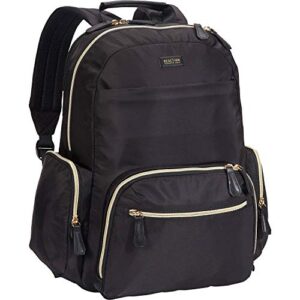 kenneth cole reaction women's sophie backpack silky nylon laptop & tablet rfid bookbag, black, one size
