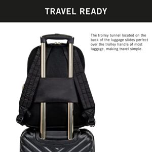 Kenneth Cole REACTION Women's Sophie Backpack Silky Nylon Laptop & Tablet RFID Bookbag, Black, One Size