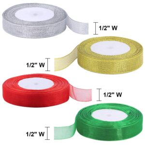 Supla 17 Colors 425 Yards Organza Ribbon 1/2" W Tulle Ribbon Cord Necklaces Shiny Organza Ribbon Trim for Hair Bows DIY Crafts Gift Wrapping Jewelry Making Festive Decoration Floral Arrangements