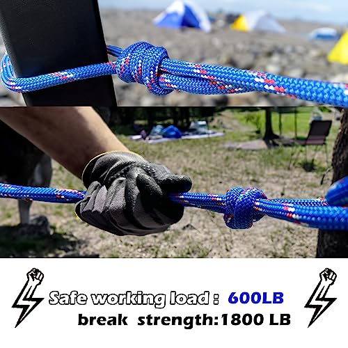 Wellmax Diamond Braid Nylon Rope, 1/2in X 50FT with Bonus 1/4in x 25FT Cord UV Resistant, High Strength and Weather Resistant