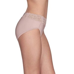 Vanity Fair Women's Flattering Lace Panties with Stretch, Hi Cut-Nylon-Quartz, 6