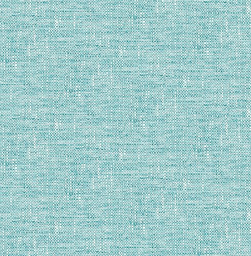 NuWallpaper NU2919 Aqua Poplin Texture Peel & Stick Wallpaper, Blue