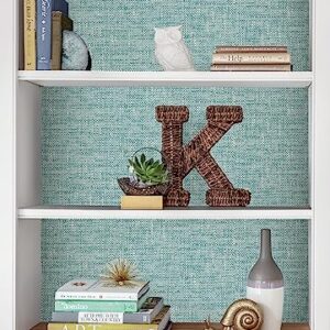 NuWallpaper NU2919 Aqua Poplin Texture Peel & Stick Wallpaper, Blue