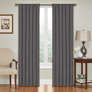 eclipse kendall modern blackout thermal rod pocket window curtain for bedroom or living room (1 panel), 42" x 84", charcoal, 1 panel