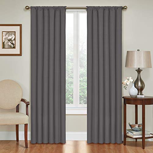 ECLIPSE Kendall Modern Blackout Thermal Rod Pocket Window Curtain for Bedroom or Living Room (1 Panel), 42" x 84", Charcoal, 1 Panel