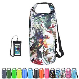 omgear waterproof dry bag backpack waterproof phone pouch 40l/30l/20l/10l/5l floating dry sack for kayaking boating sailing canoeing rafting hiking camping outdoors activities (camouflage1, 20l)