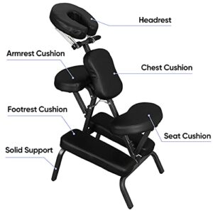 ZENY Massage Chair Portable, Tattoo Chair, 4 in Thick Foam Therapy Chair, Adjustable Spa Salon Folding Massage Chair with Face Cradle for Client, with Carring Bag