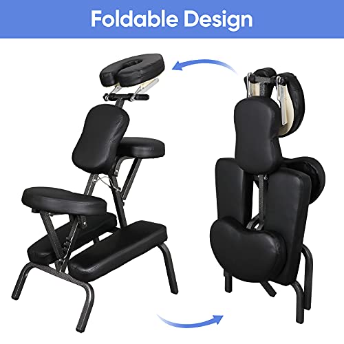 ZENY Massage Chair Portable, Tattoo Chair, 4 in Thick Foam Therapy Chair, Adjustable Spa Salon Folding Massage Chair with Face Cradle for Client, with Carring Bag