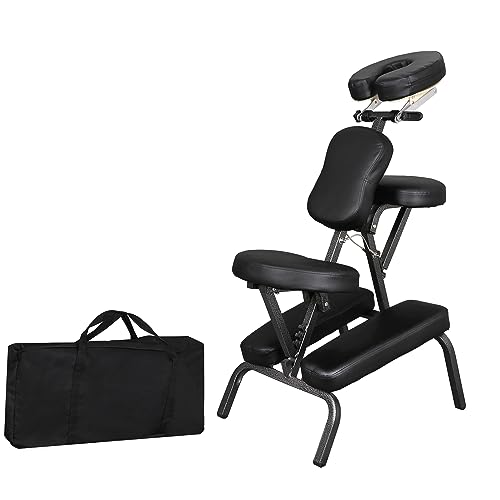 LEMY Portable Massage Chair Adjustable Lightweight Tattoo Chair High Weight Capacity Foldable Spa Chair w/Carrying Bag