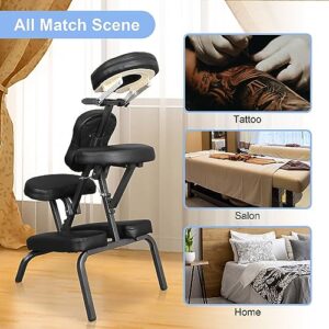 LEMY Portable Massage Chair Adjustable Lightweight Tattoo Chair High Weight Capacity Foldable Spa Chair w/Carrying Bag