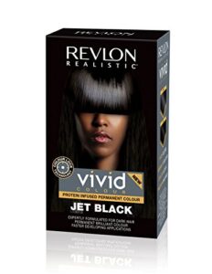 revlon realistic vivid colour protein infused permanent color hair dye with color lock technology, jet black 110ml