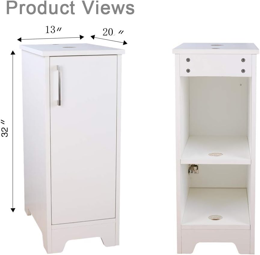 U-Eway 13 inch White Bathroom Vanity and Sink Combo,Artistic Tempered Glass Vessel Sink Combo with Faucet & Solid Brass Pop Up Drain,Single Small Bath