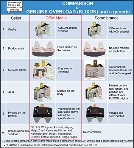 [6750C-0004R Overload OEM Mania] 6750C-0004R ORIGINAL KLIXON Produced for LG Refrigerator Overload C Replacement Part - Item code: 444RFBYY-520