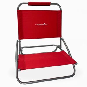caribbean joe folding beach chair, 1 position lightweight and portable foldable outdoor camping chair, red
