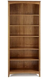 camaflexi shaker style 6 shelf bookcase / solid wood / 72 inch tall / adjustable shelving / closed back / display bookshelf for living room, bedroom, home and office, cherry