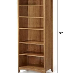 Camaflexi Shaker Style 6 Shelf Bookcase / Solid Wood / 72 inch Tall / Adjustable Shelving / Closed Back / Display Bookshelf for Living Room, Bedroom, Home and Office, Cherry