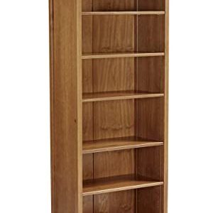 Camaflexi Shaker Style 6 Shelf Bookcase / Solid Wood / 72 inch Tall / Adjustable Shelving / Closed Back / Display Bookshelf for Living Room, Bedroom, Home and Office, Cherry