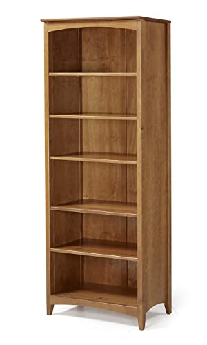 Camaflexi Shaker Style 6 Shelf Bookcase / Solid Wood / 72 inch Tall / Adjustable Shelving / Closed Back / Display Bookshelf for Living Room, Bedroom, Home and Office, Cherry