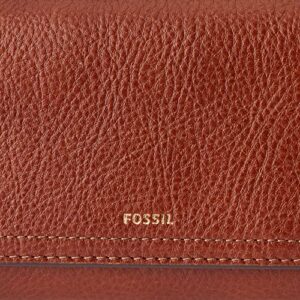 Fossil Women's Logan Leather Wallet RFID Blocking Flap Clutch Organizer, Brown (Model: SL7833200)