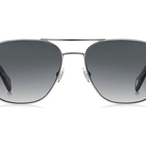 Fossil Men's FOS 2081/S Pilot Sunglasses, Matte Ruthenium, 57mm, 17mm