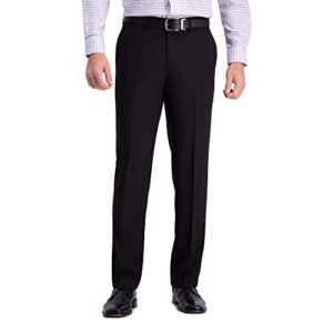 haggar men's premium comfort dress straight fit flat front pant, black, 40w x 32l