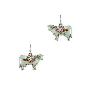 floral cow fashion metal dangle earring