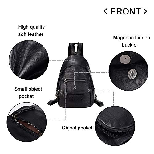 FANCELINE Small Backpack Purse for Women Fashion PU Leather Backpack Convertible Ladies Sling Bag