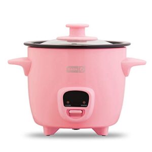 dash mini rice cooker steamer with removable nonstick pot, keep warm function & recipe guide, half quart, for soups, stews, grains & oatmeal - aqua