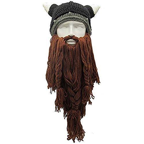 Creative Barbarian Knit Beard Hat Funny Knit Hat Wig Beanie Hat Beard Facemask