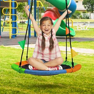 Sorbus 24" Saucer Tree Swing for Kids- 220lbs Outdoor Swing Fun- Tree Glider Therapy Swing-Durable Multi-Strand Adjustable Ropes Swing Seat- Trampoline Net Swing for Indoor/Outdoor, Accessory Included