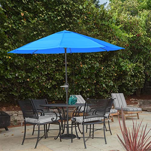 Pure Garden 9 Foot Aluminum Patio Umbrella with Auto Crank - Brilliant Blue