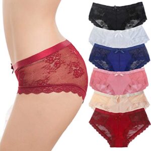 levao womens bikini panties underwear lace hipster seamless sexy hi cuts pack 6