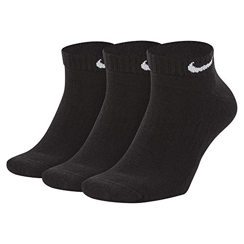 Nike Everyday Cushion Low Training Socks (3 Pair), Men's & Women's Athletic Low Cut Socks with Sweat-Wicking Technology, Black/White, X-Large