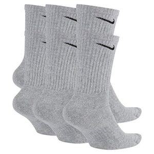 Nike Everyday Cushion Crew Socks, Unisex Nike Socks, Dark Grey Heather/Black, L (Pack of 6 Pairs of Socks)