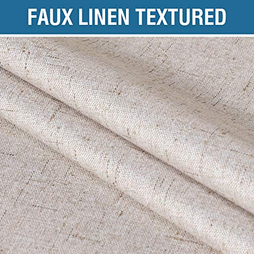 H.VERSAILTEX 100% Blackout Curtains for Bedroom Thermal Insulated Linen Textured Curtains Heat and Full Light Blocking Drapes Living Room Curtains 2 Panel Sets, 52x84 - Inch, Natural