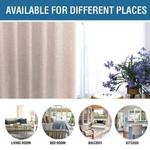 H.VERSAILTEX 100% Blackout Curtains for Bedroom Thermal Insulated Linen Textured Curtains Heat and Full Light Blocking Drapes Living Room Curtains 2 Panel Sets, 52x84 - Inch, Natural