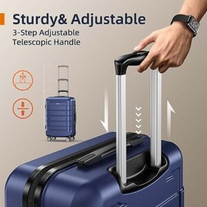 SHOWKOO Luggage Sets Expandable PC+ABS Durable Suitcase Double Wheels TSA Lock 3pcs Blue