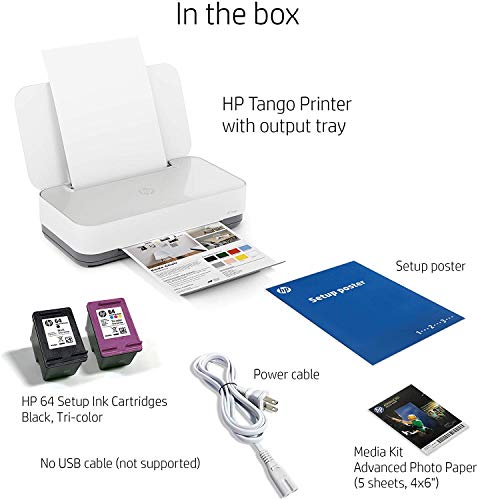 HP Tango Smart Wireless Printer – Mobile Remote Print, Scan, Copy, HP Instant Ink, Works with Alexa(2RY54A),White