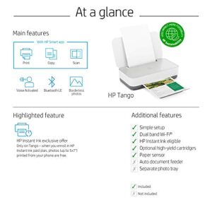 HP Tango Smart Wireless Printer – Mobile Remote Print, Scan, Copy, HP Instant Ink, Works with Alexa(2RY54A),White