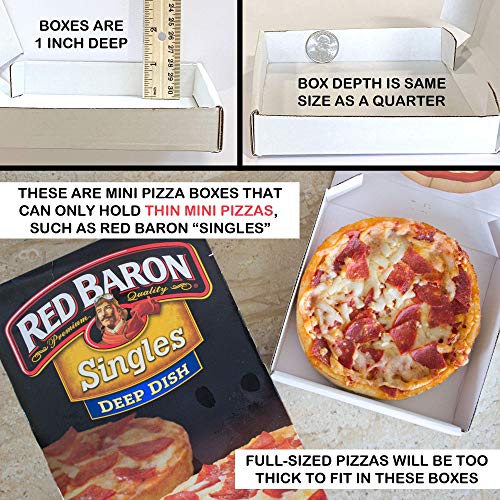 Chica and Jo 5" White Mini Pizza Boxes (8 Pack) Brand - Square Flat Cardboard Boxes 5" x 5" x 1" (8) Made in USA