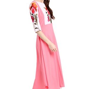 Janasya Indian Women's Tunic Tops Crepe Kurti for Women(XXX-Large) Pink