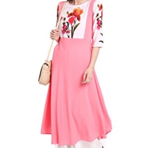 Janasya Indian Women's Tunic Tops Crepe Kurti for Women(XXX-Large) Pink