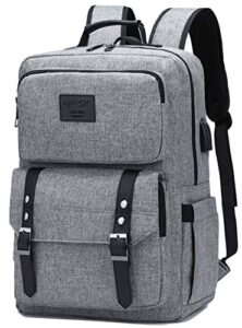hfsx laptop backpack women men college backpacks bookbag vintage backpack book bag fashion back pack anti theft travel backpacks with charging port fit 15.6 inch laptop grey