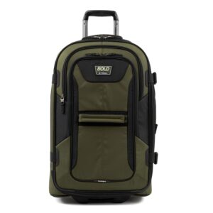 travelpro unisex-adult bold-softside expandable rollaboard upright luggage, olive/black, checked-medium 25-inch